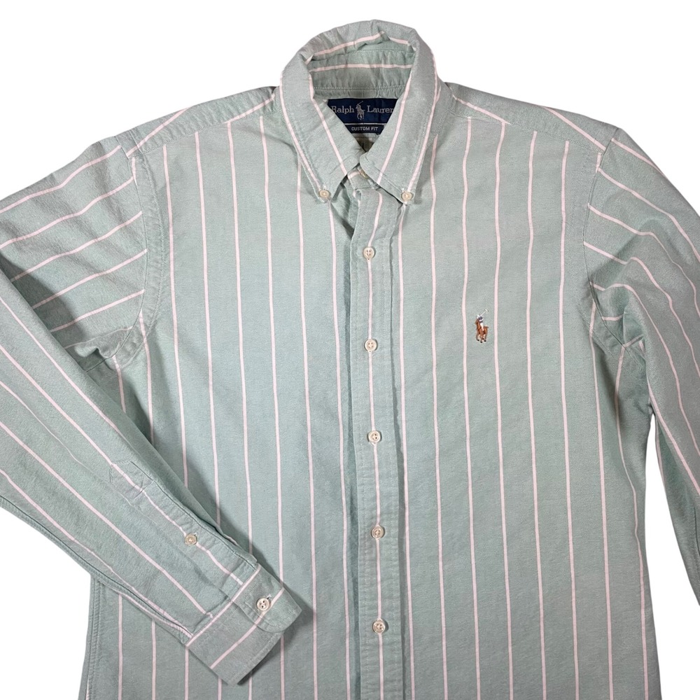 Polo Ralph Lauren Mens Custom Fit Striped Button Down Shirt M Preppy Pony Flaw